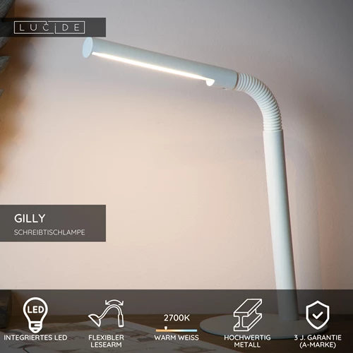 Lucide GILLY - Schreibtischlampe - LED - 1x5W 2700K - Weiß - USP